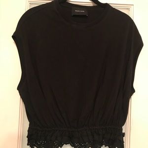 Simone Rocha Black cap sleeve eyelet tee